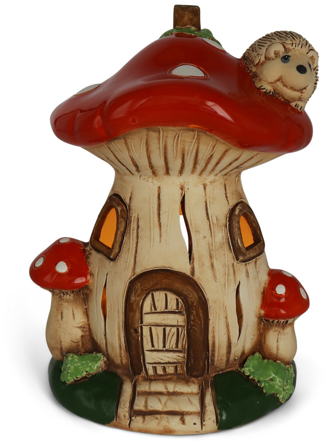 Tealight house mushroom with hedgehog, 