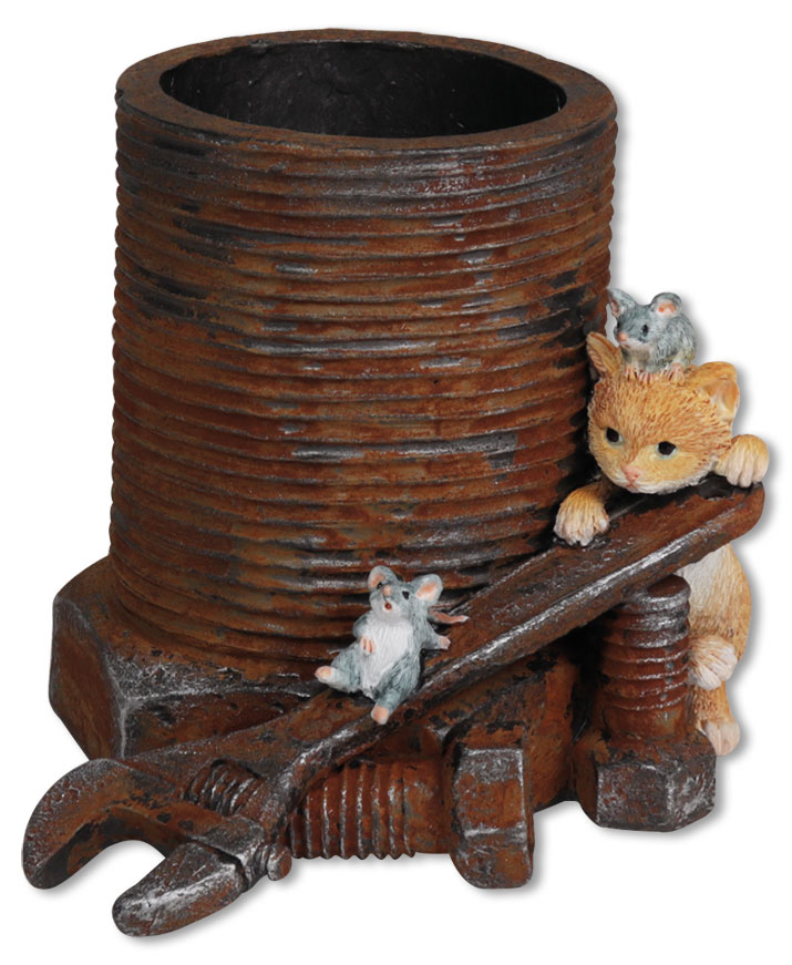 Machine builders "Tommy & Family Mouse", planter, pen holder, 