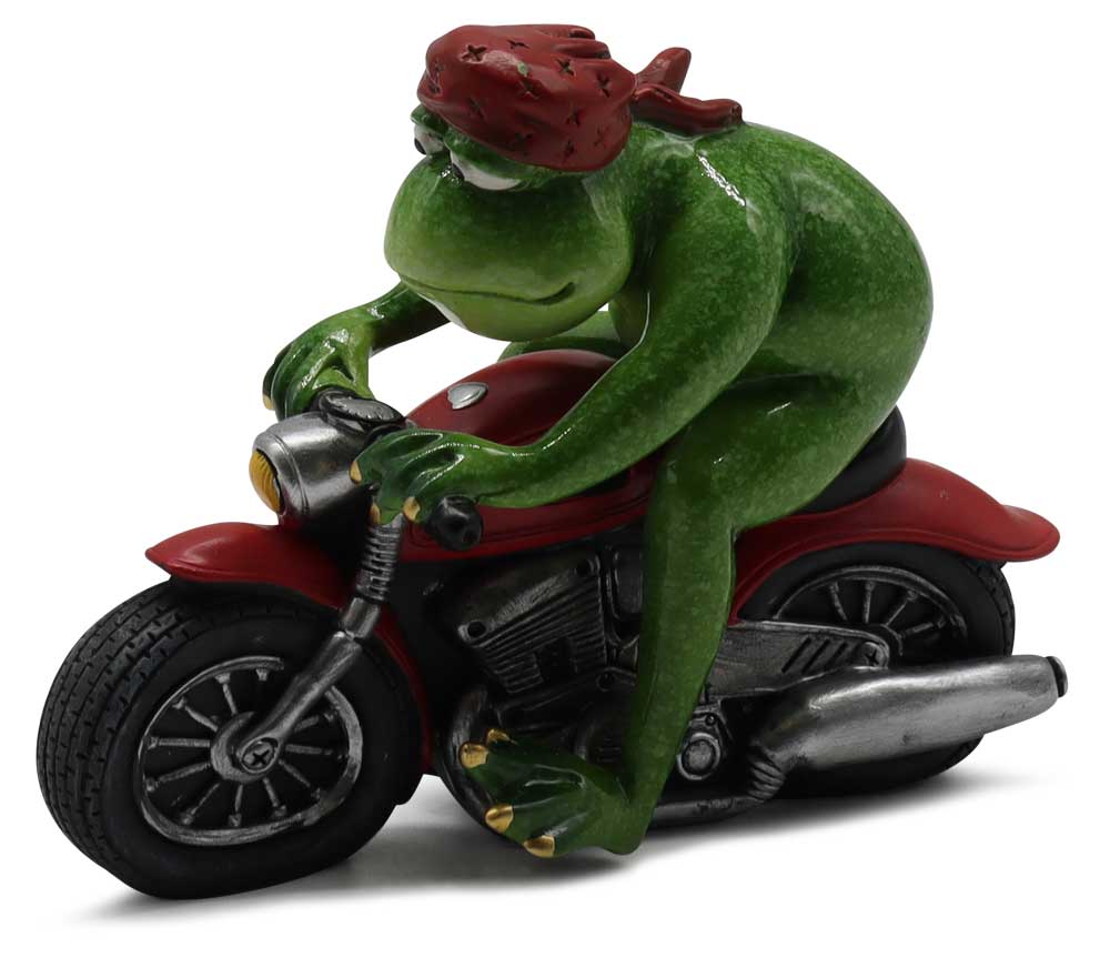 Frog Philippe at motorbike, 