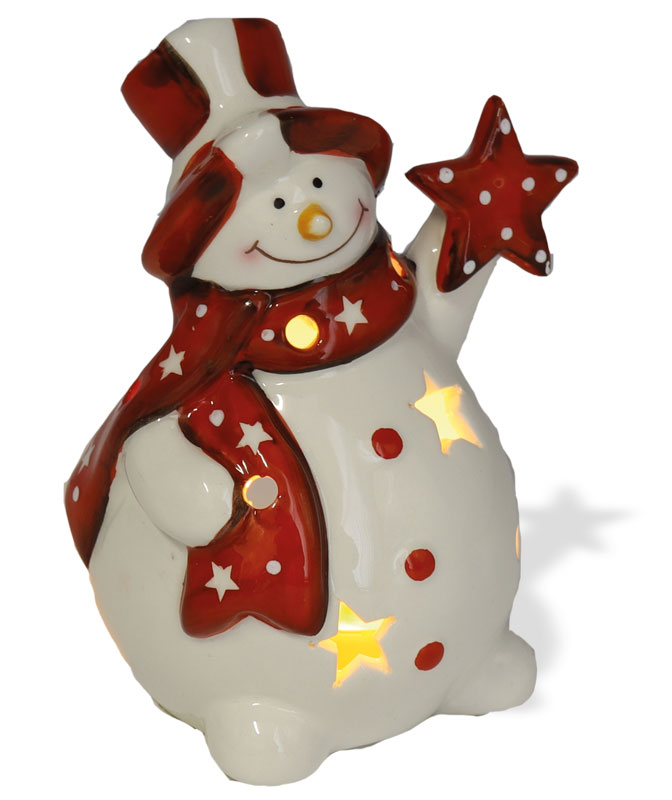 Tealight holder snowman with silk hat, 