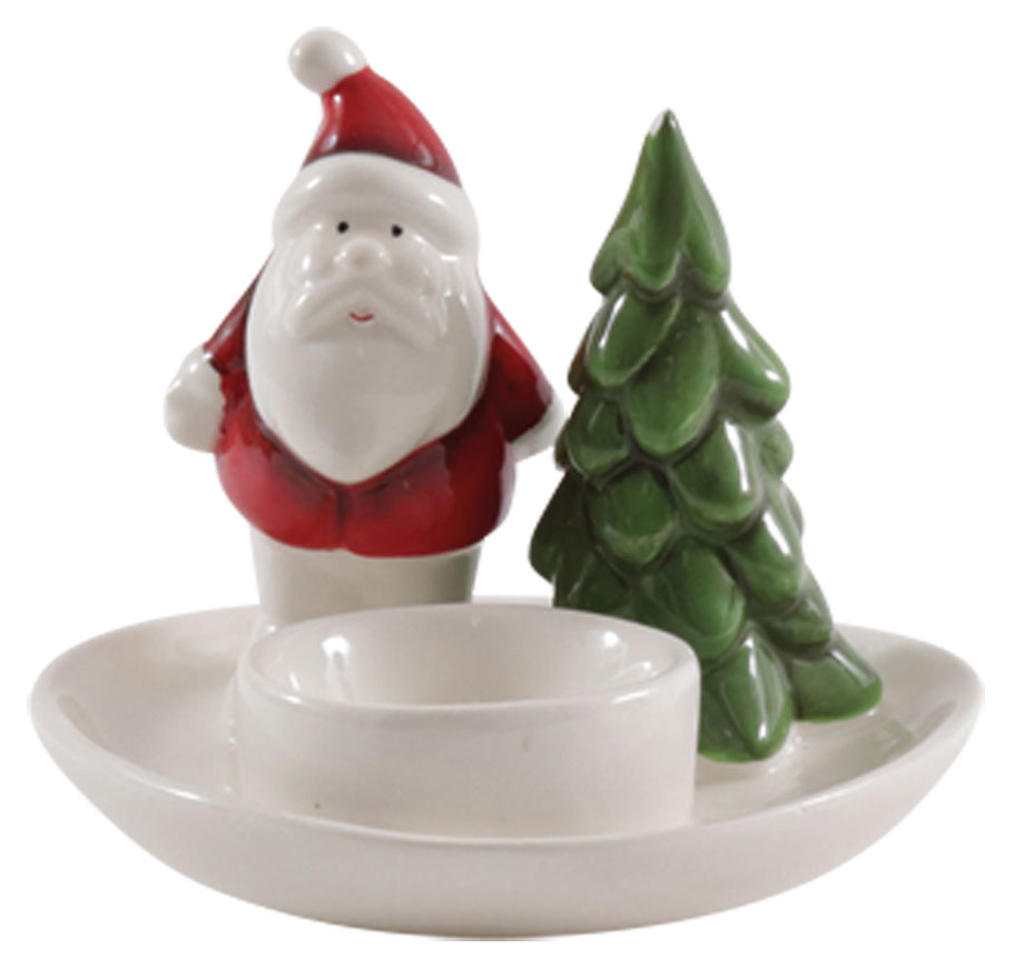 Teelichthalter Santa Claus mit Baum, 