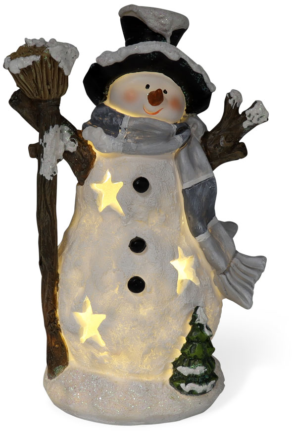 Tealight holder snowman Tom with broom, 