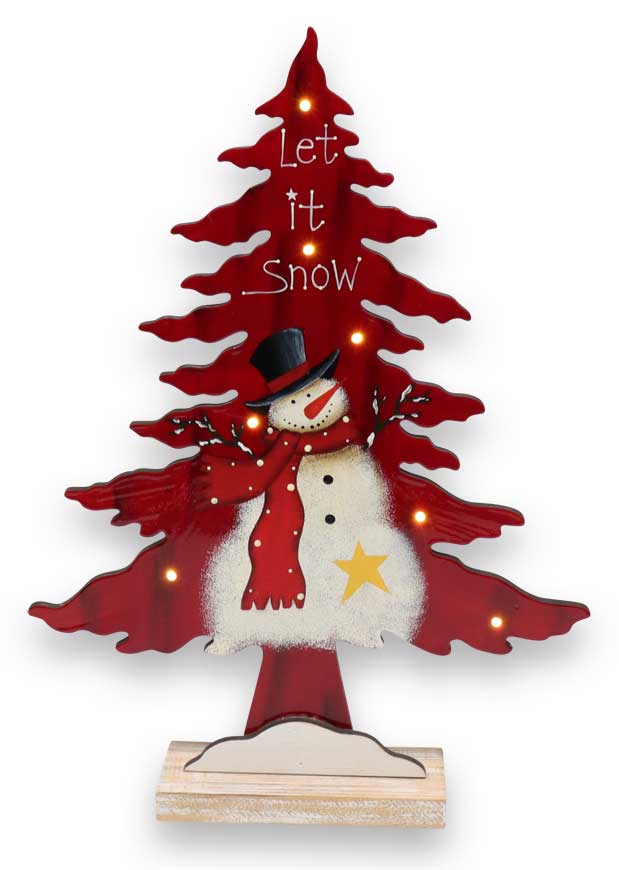 LED fir snowman, wood, 