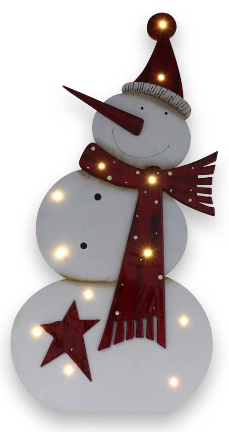 LED snowman, wood, 