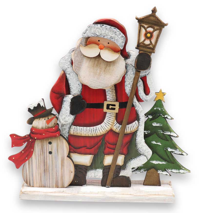 Decoration standee Santa Claus, wood, 