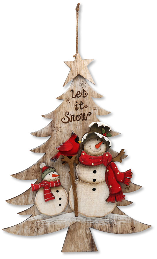 Pendantr snowman family from wood, 