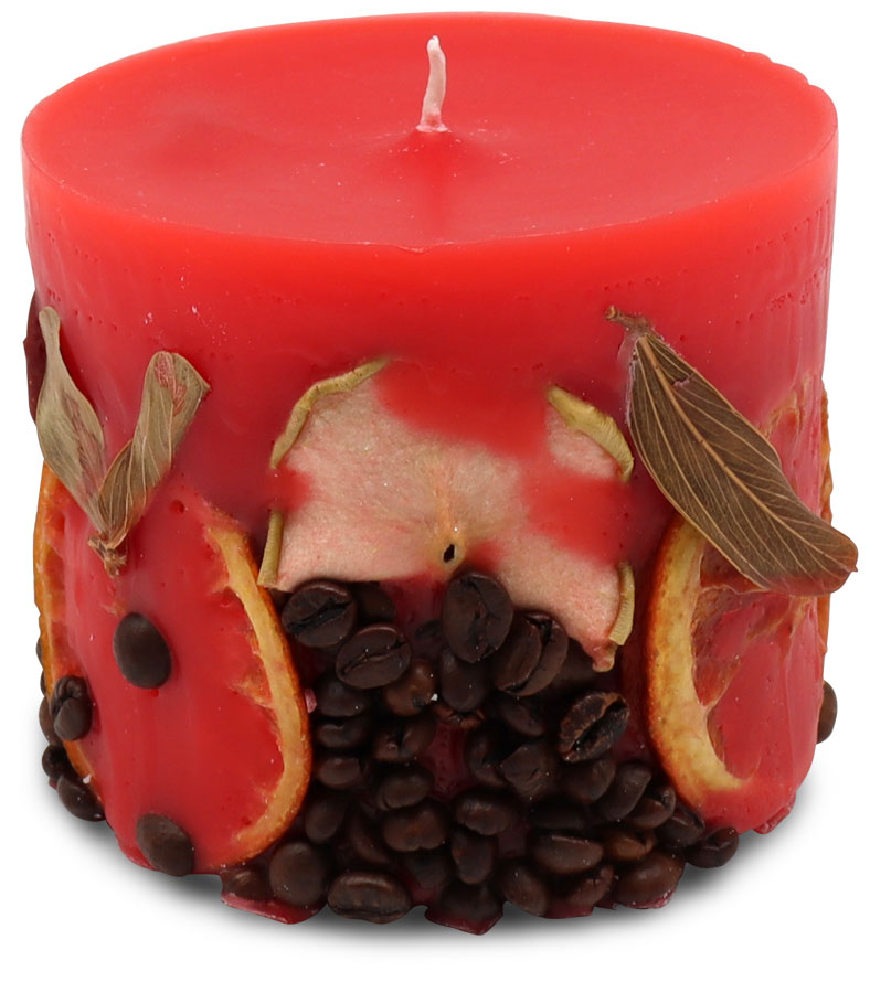 Scented candle cylinder Potpourri Fruits cherry red, strawberry fl., 