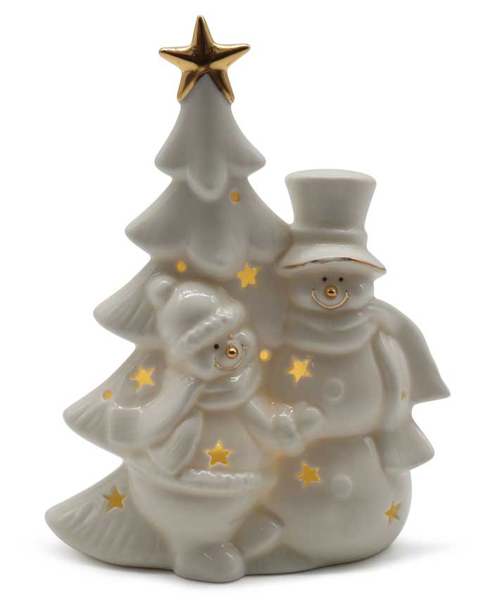 LED porcelain snowmen family, 