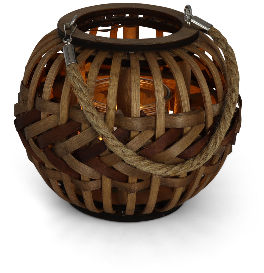 Wooden lantern with tealight brown, 