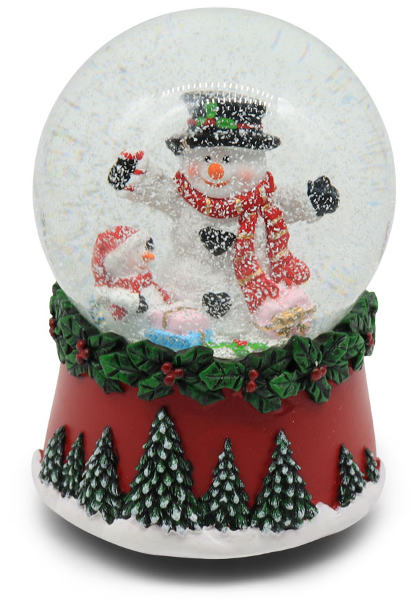 Music box snow globe snowman with child, 