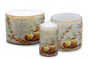 Handmade candles with 3-D relief