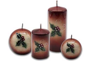Candles with winter & christmas motifs